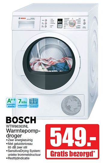 Aanbiedingen Bosch warmtepomp- droger wtw86363nl - Bosch - Geldig van 15/05/2016 tot 22/05/2016 bij Scheer & Foppen