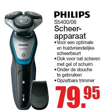 Aanbiedingen Philips scheerapparaat s5400-06 - Philips - Geldig van 15/05/2016 tot 22/05/2016 bij Scheer & Foppen