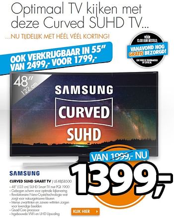 Aanbiedingen Samsung curved suhd smart tv ue48js8500 - Samsung - Geldig van 16/05/2016 tot 22/05/2016 bij Expert