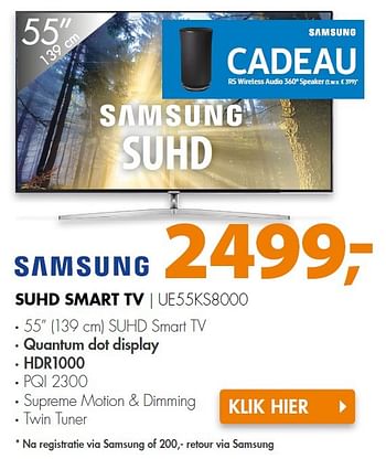 Aanbiedingen Samsung suhd smart tv ue55ks8000 - Samsung - Geldig van 16/05/2016 tot 22/05/2016 bij Expert