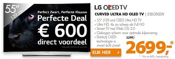 Aanbiedingen Lg curved ultra hd oled tv 55eg920v - LG - Geldig van 16/05/2016 tot 22/05/2016 bij Expert