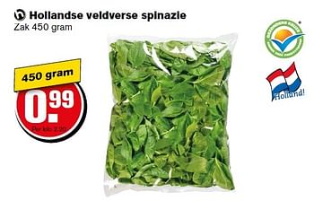 Aanbiedingen Hollandse veldverse spinazie - Huismerk - Hoogvliet - Geldig van 18/05/2016 tot 24/05/2016 bij Hoogvliet