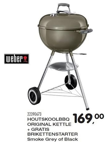 Aanbiedingen Houtskoolbbq original kettle + gratis brikettenstarter - Weber - Geldig van 24/05/2016 tot 21/06/2016 bij Supra Bazar