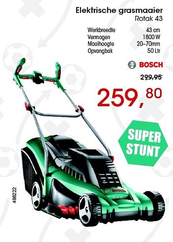 Aanbiedingen Bosch elektrische grasmaaier rotak 43 - Bosch - Geldig van 26/05/2016 tot 16/07/2016 bij Multi Bazar