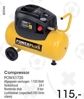 Aanbiedingen Powerplus compressor powx1725 - Powerplus - Geldig van 26/05/2016 tot 16/07/2016 bij Multi Bazar