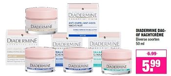 Aanbiedingen Diadermine dag- of nachtcrème - Diadermine - Geldig van 23/05/2016 tot 05/06/2016 bij Big Bazar
