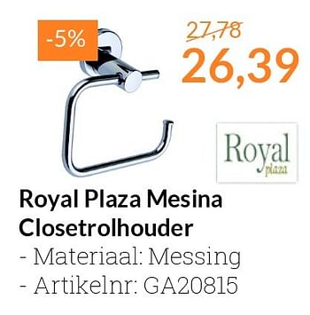 Aanbiedingen Royal plaza mesina closetrolhouder - Royal Plaza - Geldig van 01/06/2016 tot 30/06/2016 bij Sanitairwinkel