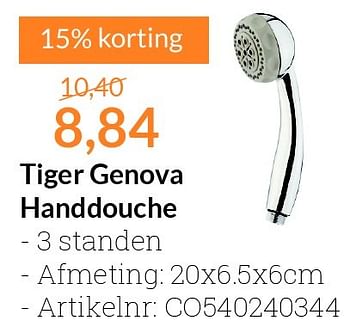 Aanbiedingen Tiger genova handdouche - Tiger - Geldig van 01/06/2016 tot 30/06/2016 bij Sanitairwinkel