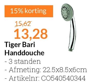 Aanbiedingen Tiger bari handdouche - Tiger - Geldig van 01/06/2016 tot 30/06/2016 bij Sanitairwinkel
