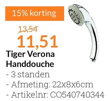 Aanbiedingen Tiger verona handdouche - Tiger - Geldig van 01/06/2016 tot 30/06/2016 bij Sanitairwinkel