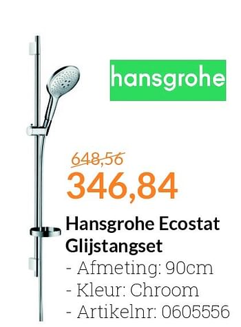 Aanbiedingen Hansgrohe ecostat glijstangset - Hansgrohe - Geldig van 01/06/2016 tot 30/06/2016 bij Sanitairwinkel