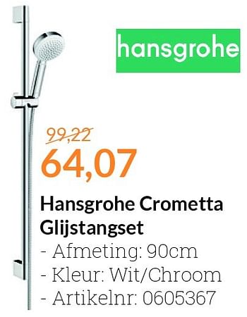 Aanbiedingen Hansgrohe crometta glijstangset - Hansgrohe - Geldig van 01/06/2016 tot 30/06/2016 bij Sanitairwinkel