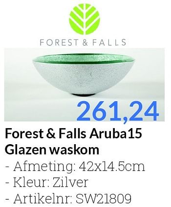 Aanbiedingen Forest + falls aruba15 glazen waskom - Forest en Falls - Geldig van 01/06/2016 tot 30/06/2016 bij Sanitairwinkel