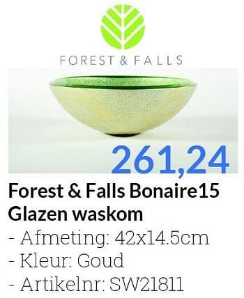 Aanbiedingen Forest + falls bonaire15 glazen waskom - Forest en Falls - Geldig van 01/06/2016 tot 30/06/2016 bij Sanitairwinkel