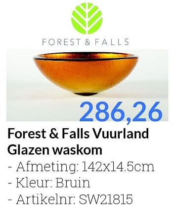 Aanbiedingen Forest + falls vuurland glazen waskom - Forest en Falls - Geldig van 01/06/2016 tot 30/06/2016 bij Sanitairwinkel