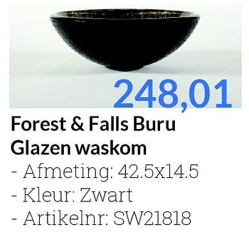 Aanbiedingen Forest + falls buru glazen waskom - Forest en Falls - Geldig van 01/06/2016 tot 30/06/2016 bij Sanitairwinkel