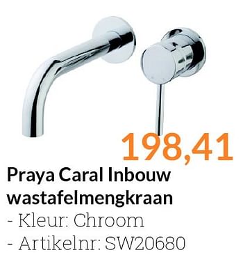 Aanbiedingen Praya caral inbouw wastafelmengkraan - Praya - Geldig van 01/06/2016 tot 30/06/2016 bij Sanitairwinkel