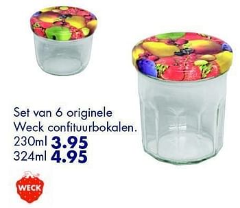 Aanbiedingen Set van 6 originele weck confituurbokalen - Weck - Geldig van 10/06/2016 tot 04/07/2016 bij Multi Bazar