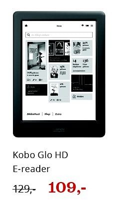 Aanbiedingen Kobo glo hd e-reader - Kobo - Geldig van 03/06/2016 tot 17/06/2016 bij Bol