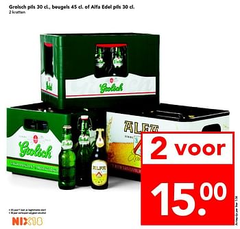 Aanbiedingen Grolsch pils, beugels of alfa edel pils - Huismerk deen supermarkt - Geldig van 12/06/2016 tot 18/06/2016 bij Deen Supermarkten