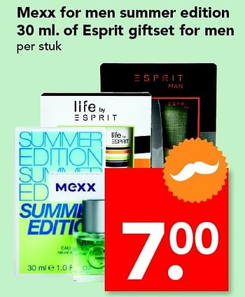 Aanbiedingen Mexx for men summer edition. of esprit giftset for men - Mexx - Geldig van 12/06/2016 tot 18/06/2016 bij Deen Supermarkten