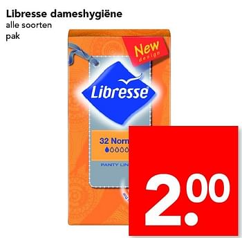 Aanbiedingen Libresse dameshygiëne - Libresse - Geldig van 12/06/2016 tot 18/06/2016 bij Deen Supermarkten