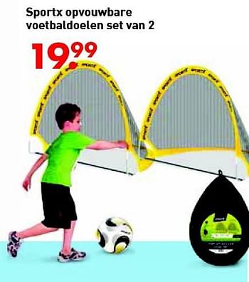 Aanbiedingen Sportx opvouwbare voetbaldoelen set van 2 - Huismerk - Multi Bazar - Geldig van 10/06/2016 tot 03/07/2016 bij Multi Bazar