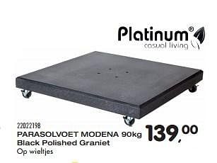 Aanbiedingen Parasolvoet modena 90kg black polished graniet - Platinum Casual Living - Geldig van 21/06/2016 tot 27/07/2016 bij Supra Bazar