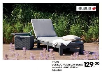 Aanbiedingen Sunlounger daytona inclusief ligkussen - Allibert - Geldig van 21/06/2016 tot 27/07/2016 bij Supra Bazar