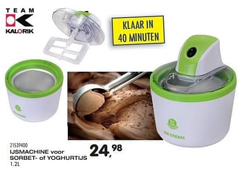 Aanbiedingen Ijsmachine voor sorbet- of yoghurtijs - Kalorik - Geldig van 21/06/2016 tot 27/07/2016 bij Supra Bazar