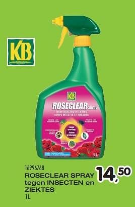 Aanbiedingen Roseclear spray tegen insecten en ziektes - KB - Geldig van 21/06/2016 tot 27/07/2016 bij Supra Bazar
