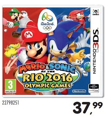 Aanbiedingen Mario + sonic at the rio 2016 olympic games - Nintendo - Geldig van 21/06/2016 tot 27/07/2016 bij Supra Bazar