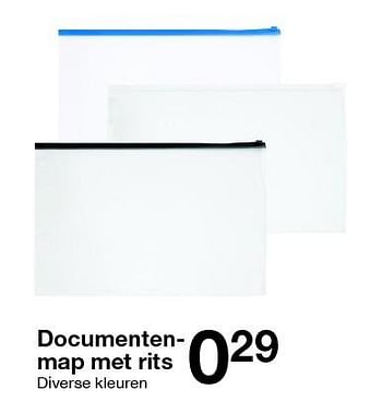 Aanbiedingen Documentenmap met rits - Huismerk - Zeeman  - Geldig van 25/06/2016 tot 01/07/2016 bij Zeeman