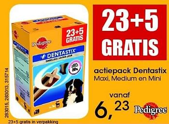 Aanbiedingen Actiepack dentastix maxi, medium en mini - Pedigree - Geldig van 26/06/2016 tot 06/08/2016 bij Multi Bazar