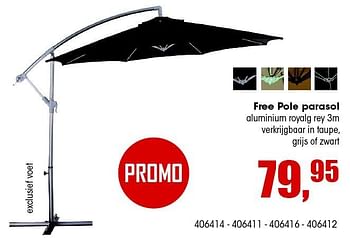 Aanbiedingen Free pole parasol aluminium royalg rey 3m verkrijgbaar in taupe, grijs of zwart - Huismerk - Multi Bazar - Geldig van 26/06/2016 tot 06/08/2016 bij Multi Bazar