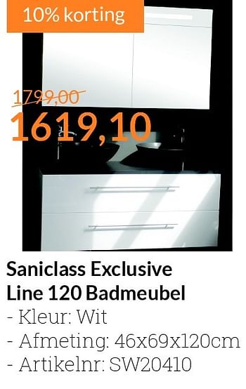Aanbiedingen Saniclass exclusive line 120 badmeubel - Saniclass - Geldig van 01/07/2016 tot 31/07/2016 bij Sanitairwinkel