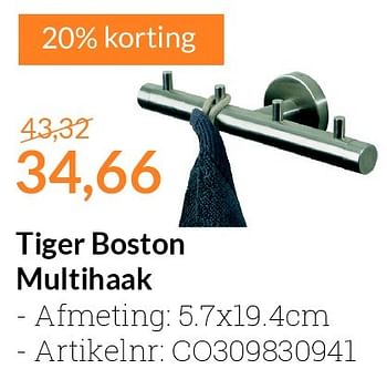 Aanbiedingen Tiger boston multihaak - Tiger - Geldig van 01/07/2016 tot 31/07/2016 bij Sanitairwinkel