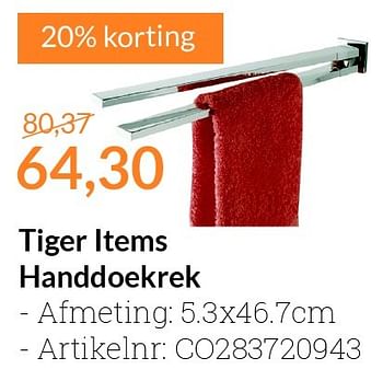 Aanbiedingen Tiger items handdoekrek - Tiger - Geldig van 01/07/2016 tot 31/07/2016 bij Sanitairwinkel