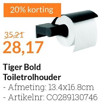 Aanbiedingen Tiger bold toiletrolhouder - Tiger - Geldig van 01/07/2016 tot 31/07/2016 bij Sanitairwinkel