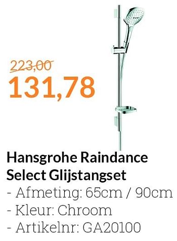Aanbiedingen Hansgrohe raindance select glijstangset - Hansgrohe - Geldig van 01/07/2016 tot 31/07/2016 bij Sanitairwinkel