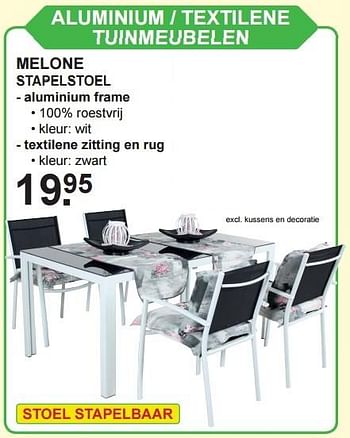 Aanbiedingen Melone stapelstoel - Huismerk - Van Cranenbroek - Geldig van 04/07/2016 tot 23/07/2016 bij Van Cranenbroek
