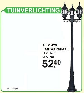 Aanbiedingen Tuinverlichting 3-lichts lantaarnpaal - Huismerk - Van Cranenbroek - Geldig van 04/07/2016 tot 23/07/2016 bij Van Cranenbroek