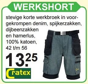 Aanbiedingen Werkshort - Cratex - Geldig van 04/07/2016 tot 23/07/2016 bij Van Cranenbroek