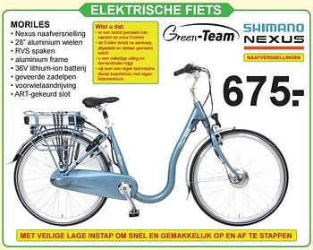 Aanbiedingen Elektrische fiets moriles - Shimano - Geldig van 04/07/2016 tot 23/07/2016 bij Van Cranenbroek