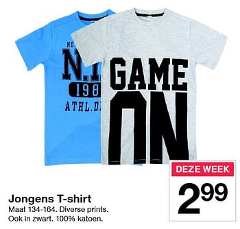 Aanbiedingen Jongens t-shirt - Huismerk - Zeeman  - Geldig van 09/07/2016 tot 15/07/2016 bij Zeeman