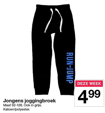 Aanbiedingen Jongens joggingbroek - Huismerk - Zeeman  - Geldig van 09/07/2016 tot 15/07/2016 bij Zeeman