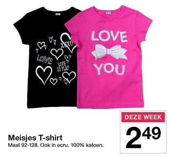 Aanbiedingen Meisjes t-shirt - Huismerk - Zeeman  - Geldig van 09/07/2016 tot 15/07/2016 bij Zeeman