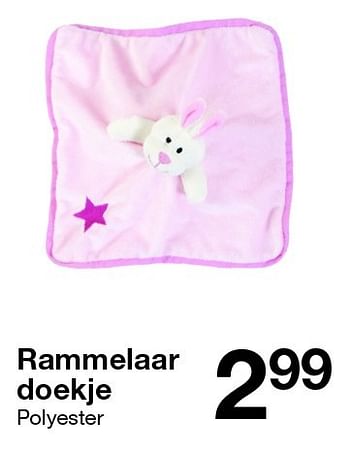 Aanbiedingen Rammelaar doekje - Huismerk - Zeeman  - Geldig van 02/07/2016 tot 31/10/2016 bij Zeeman