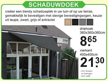 Aanbiedingen Schaduwdoek - Huismerk - Van Cranenbroek - Geldig van 18/07/2016 tot 07/08/2016 bij Van Cranenbroek
