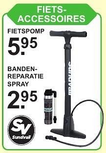 Aanbiedingen Fietsaccessoires fietspomp - Sundvall - Geldig van 18/07/2016 tot 07/08/2016 bij Van Cranenbroek